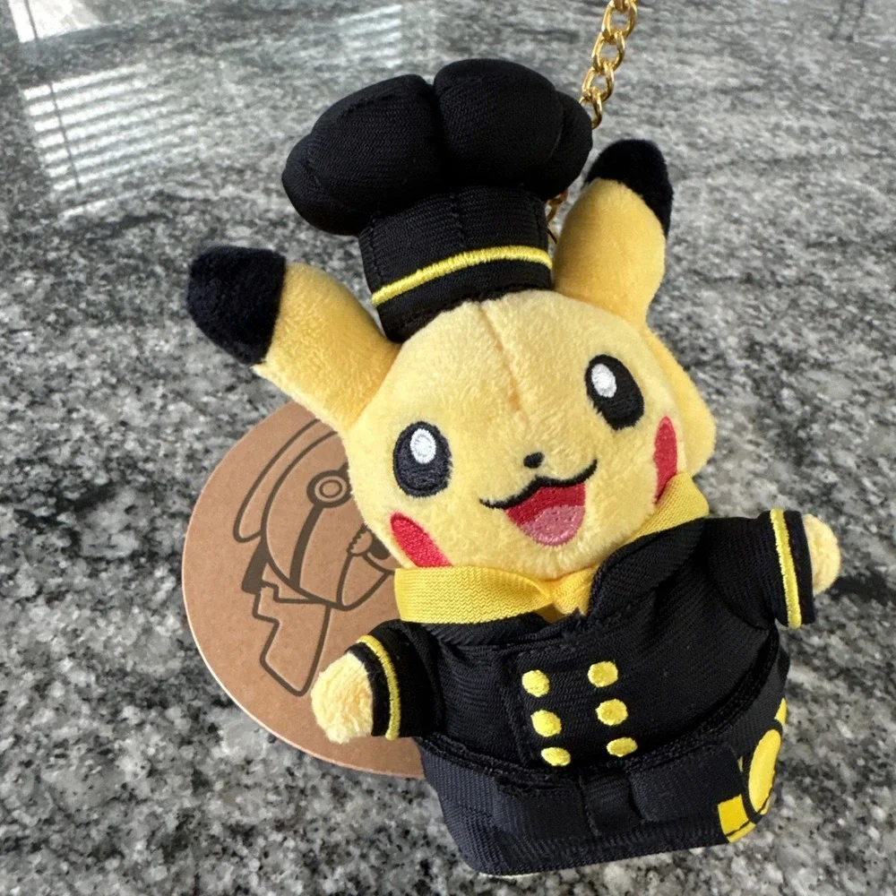 POKEMON CENTER CAFÉ 2020 JAPAN EXCL BLACK CHEF PIKACHU KEYCHAIN W/TAG #Bin5